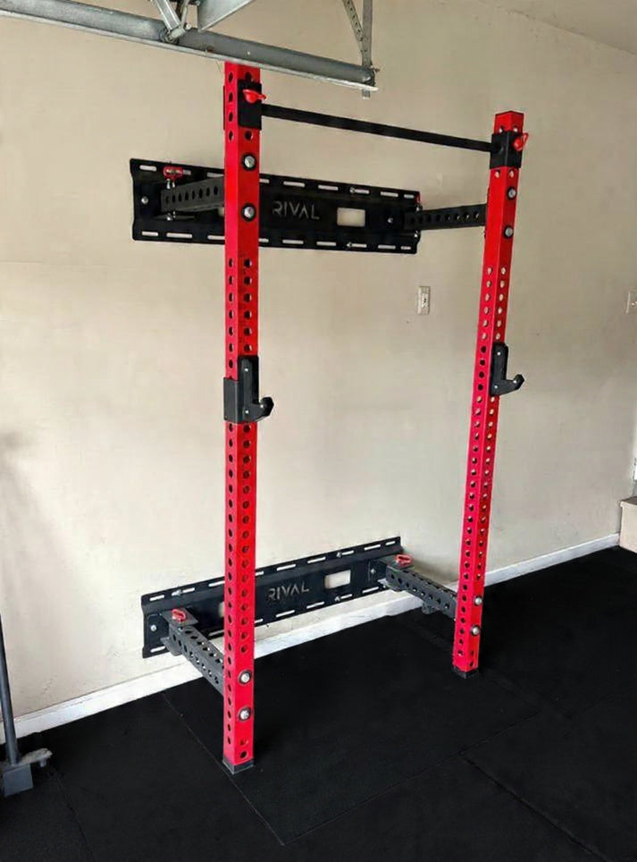 Squat Rack On Rails RIVAL STEEL Foldable Wall-Mounted Squat Rack